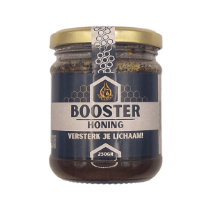Booster Honing met kwalitatieve bijenproducten, zoals propolis, stuifmeelkorrels, palmpollen, koninginnegelei(Royal Jelly) en ginseng.
